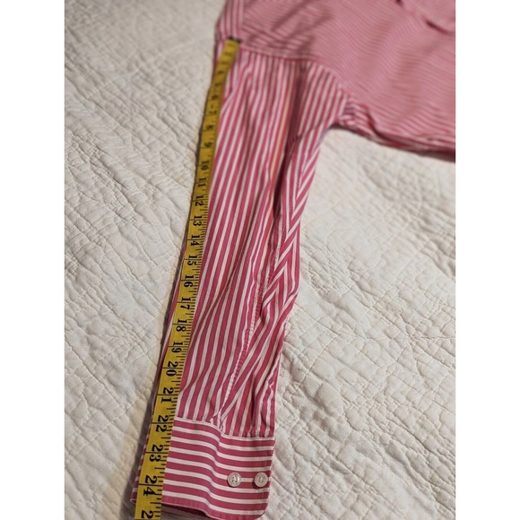 Bullock & Jones Men’s Shirt SIZE M Long Sleeve Striped Cotton Fuschia/White - Picture 8 of 12